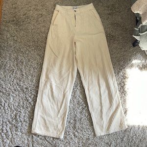 ZARA WOMENS (4) CRÈME RELAXED FIT HIGH-WAISTED CORDUROY PANTS
